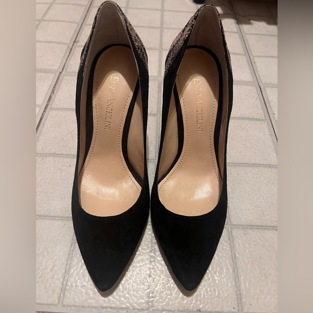 Enzo Angiolini Black Suede & Python High Heels, 5… - image 2